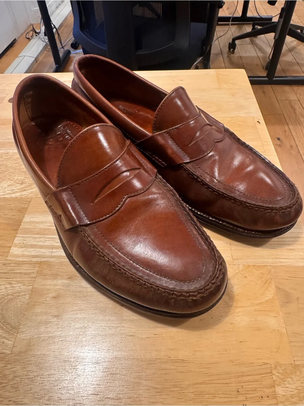 SAS Congac Leather Penny Loafers Men’s 10W Made